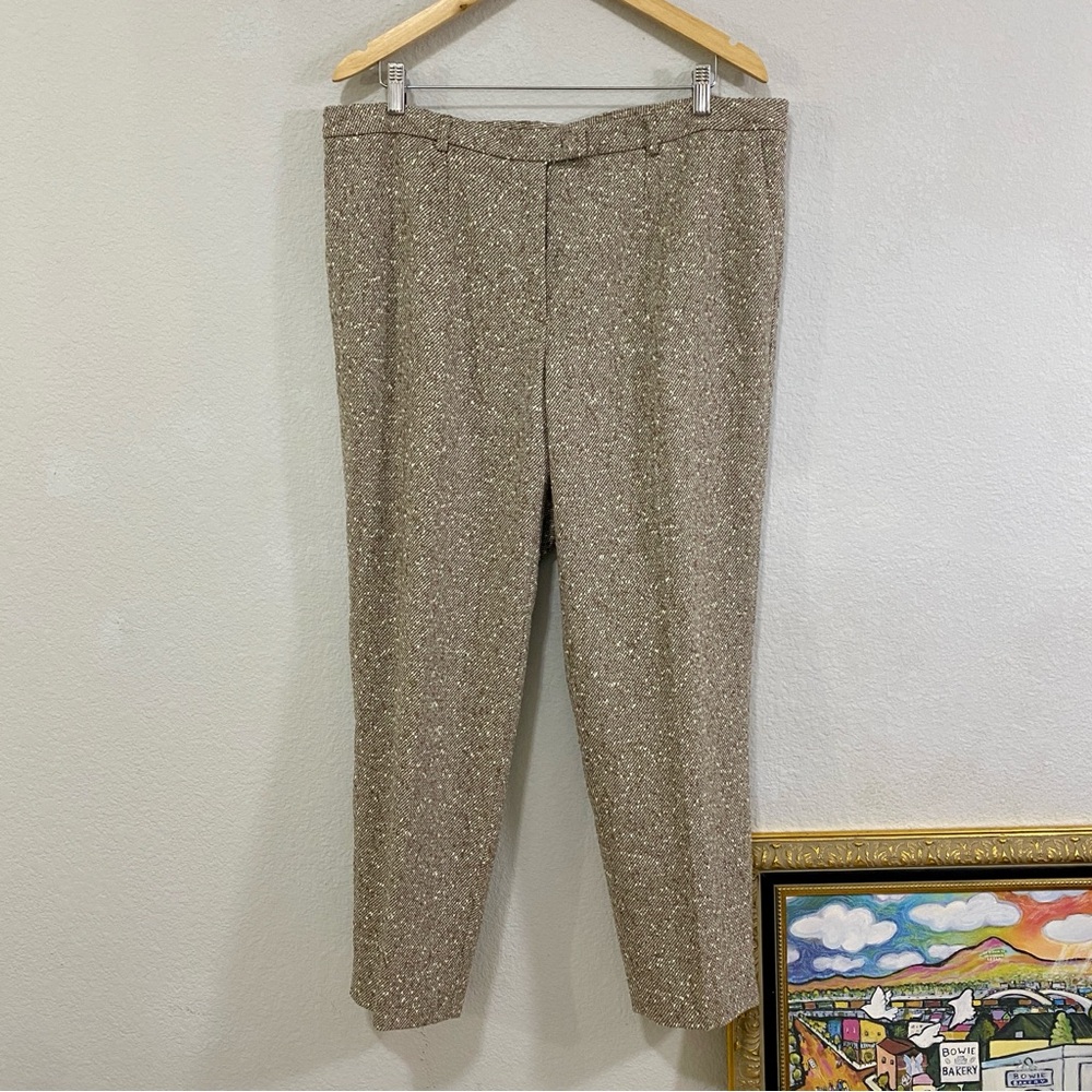 Escada Women's Taupe Wool Dress‎ Pants, Lined, Quiet Luxury